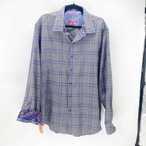 Robert Graham bold print button down purple black